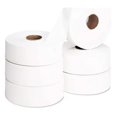 Lot de six bobines de papier toilette maxi jumbo pour distributeur sanitaire, fourni par ALBASTONE à Mayotte